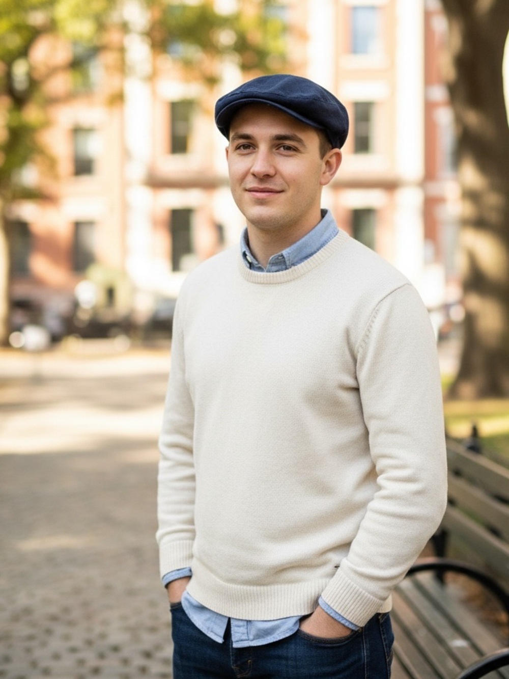 Navy Blue Cotton Newsboy Cap XL